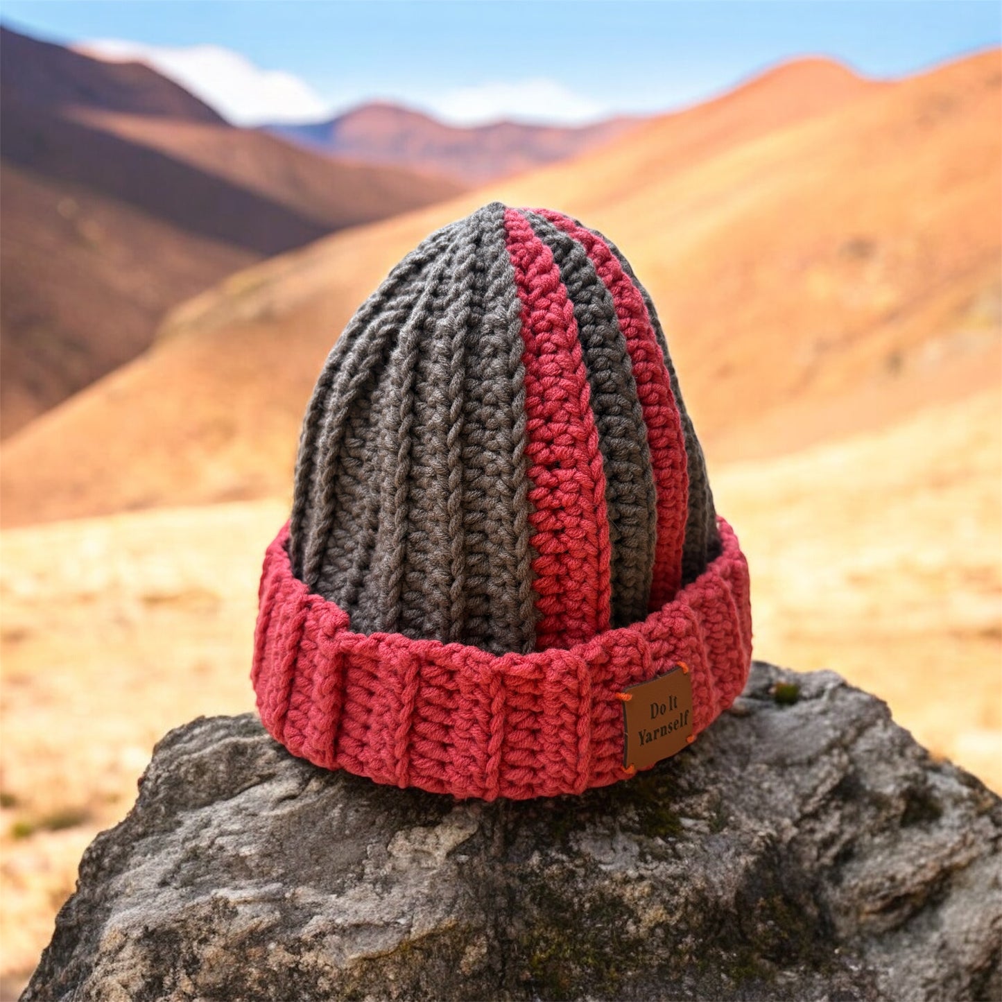 Mocha and Flamingo beanie