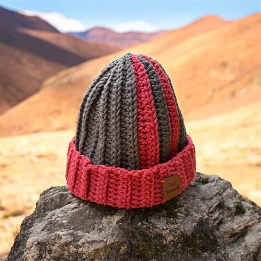 Mocha and Flamingo beanie